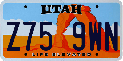 UT license plate Z759WN