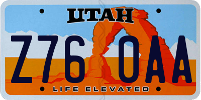 UT license plate Z760AA