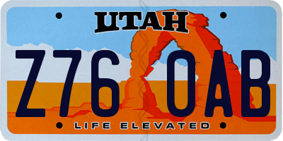 UT license plate Z760AB
