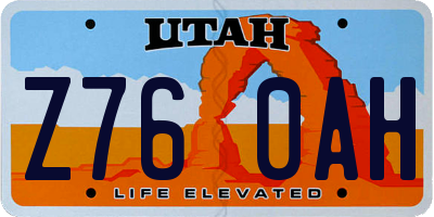 UT license plate Z760AH