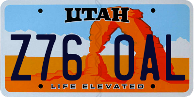 UT license plate Z760AL