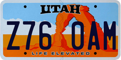UT license plate Z760AM