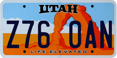 UT license plate Z760AN