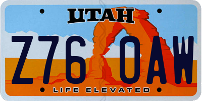 UT license plate Z760AW