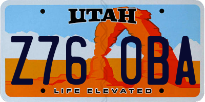 UT license plate Z760BA