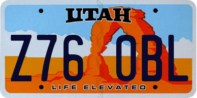 UT license plate Z760BL