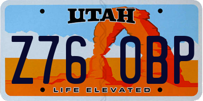 UT license plate Z760BP