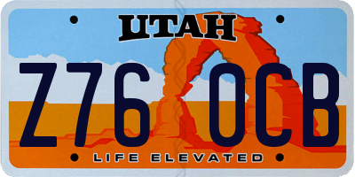 UT license plate Z760CB