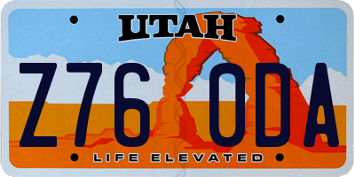 UT license plate Z760DA