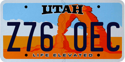 UT license plate Z760EC