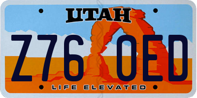 UT license plate Z760ED