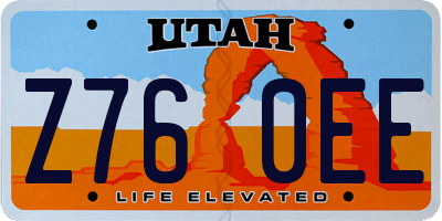 UT license plate Z760EE