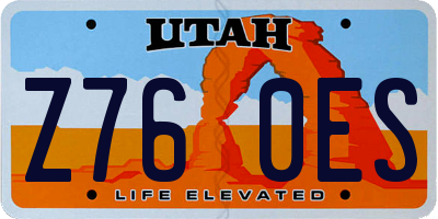 UT license plate Z760ES