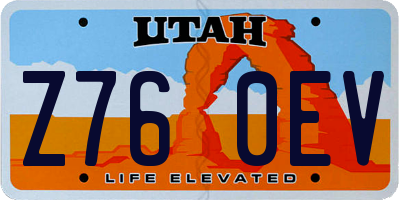 UT license plate Z760EV