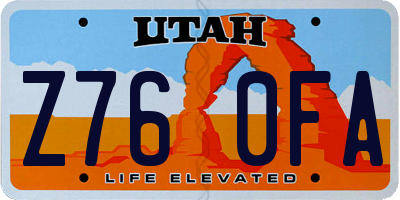 UT license plate Z760FA
