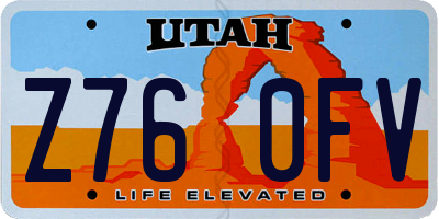 UT license plate Z760FV