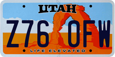 UT license plate Z760FW