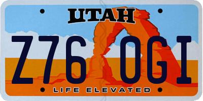 UT license plate Z760GI