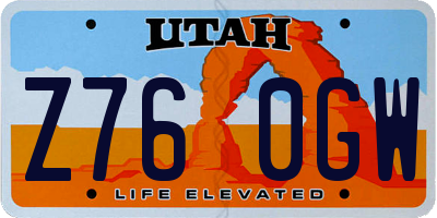 UT license plate Z760GW