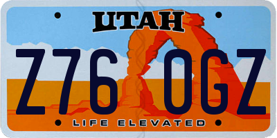 UT license plate Z760GZ