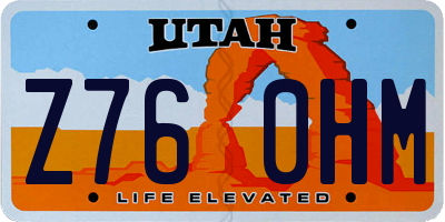 UT license plate Z760HM
