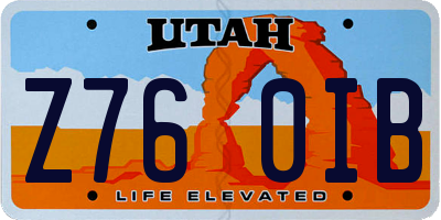 UT license plate Z760IB