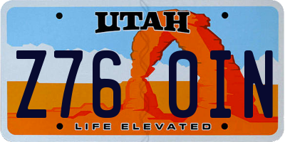 UT license plate Z760IN