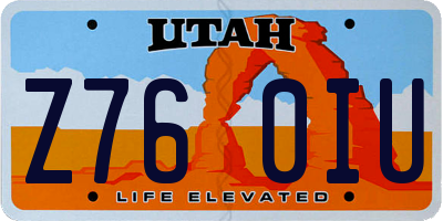 UT license plate Z760IU