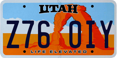 UT license plate Z760IY
