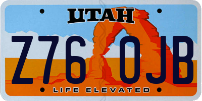 UT license plate Z760JB