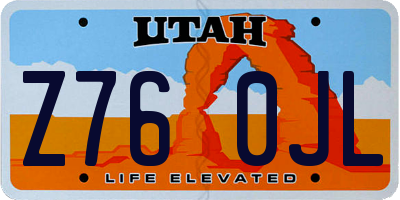UT license plate Z760JL