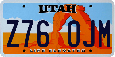 UT license plate Z760JM