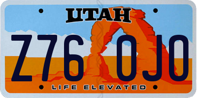 UT license plate Z760JO