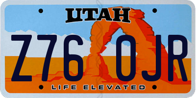 UT license plate Z760JR