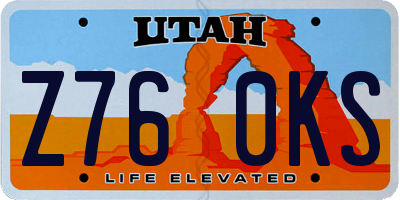 UT license plate Z760KS