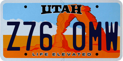 UT license plate Z760MW