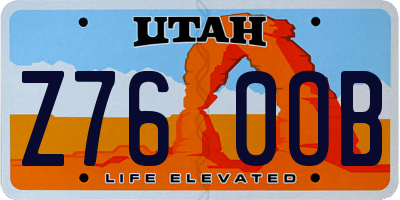 UT license plate Z760OB