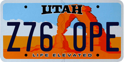 UT license plate Z760PE
