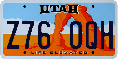 UT license plate Z760QH