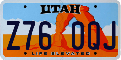 UT license plate Z760QJ
