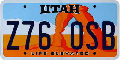 UT license plate Z760SB