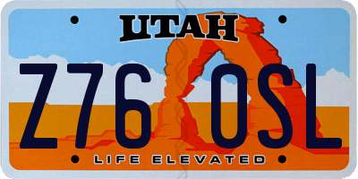 UT license plate Z760SL