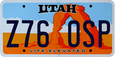 UT license plate Z760SP