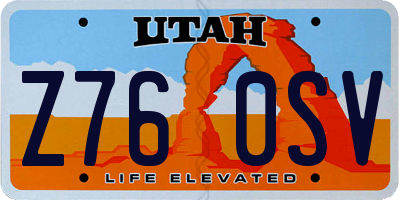 UT license plate Z760SV
