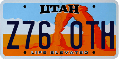 UT license plate Z760TH
