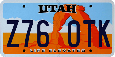 UT license plate Z760TK