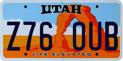 UT license plate Z760UB