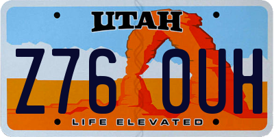 UT license plate Z760UH
