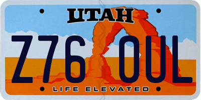 UT license plate Z760UL