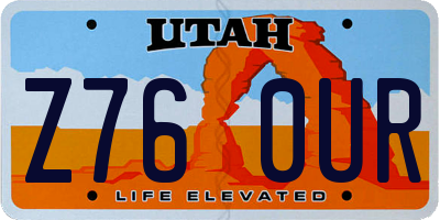 UT license plate Z760UR